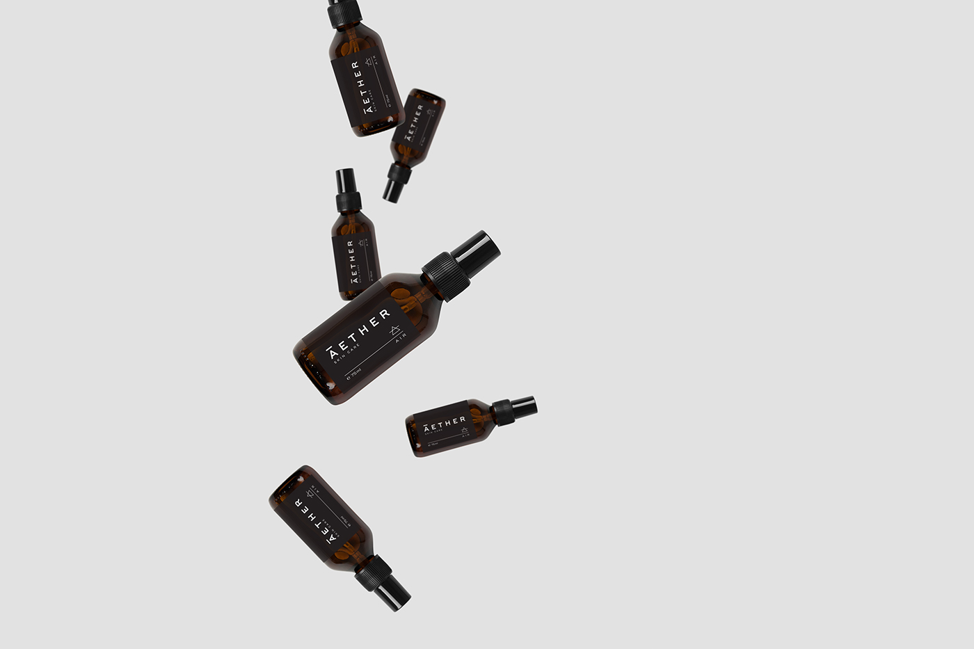 Aether skincare bottle range