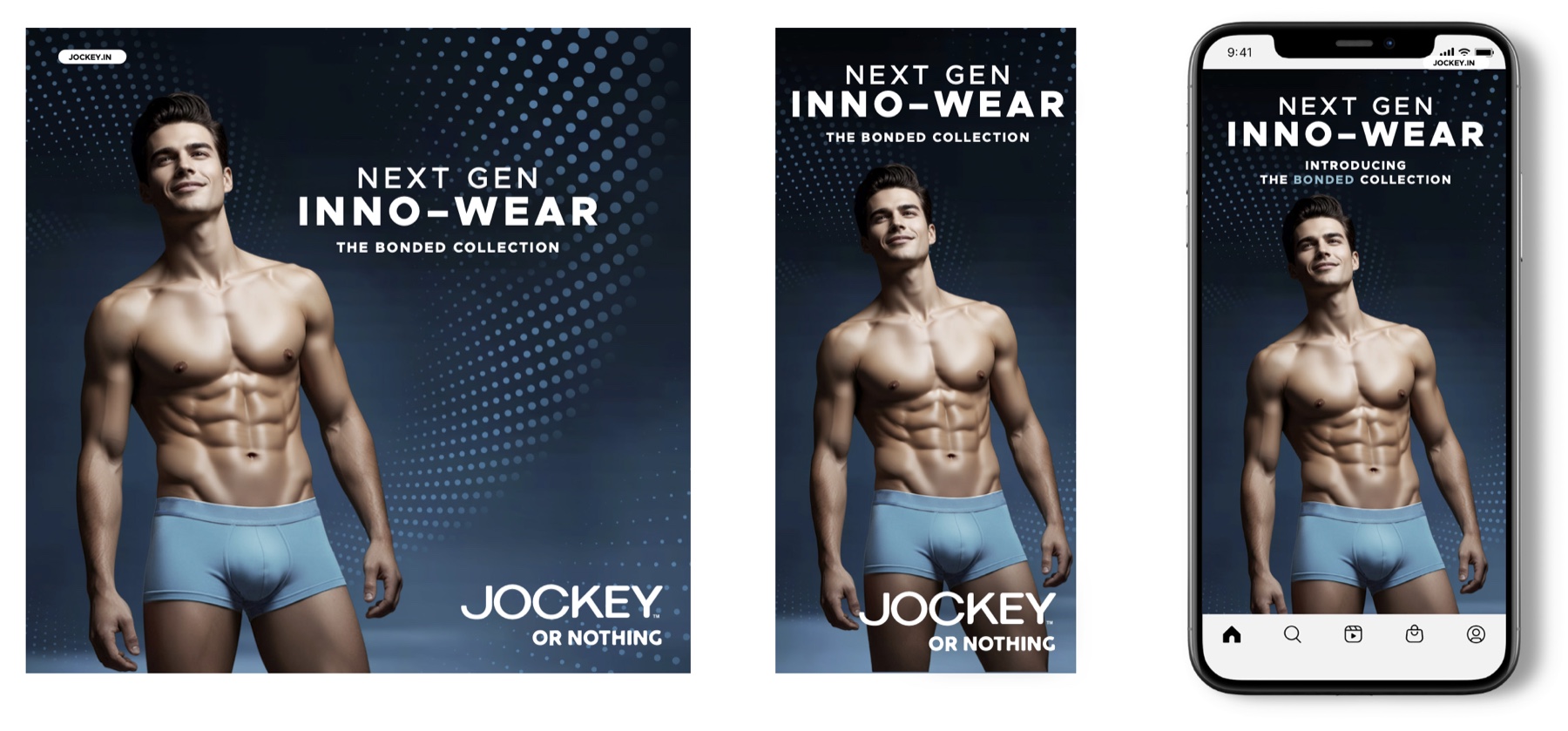 Jockey Men campaign adapted across landscape, portrait and social placements