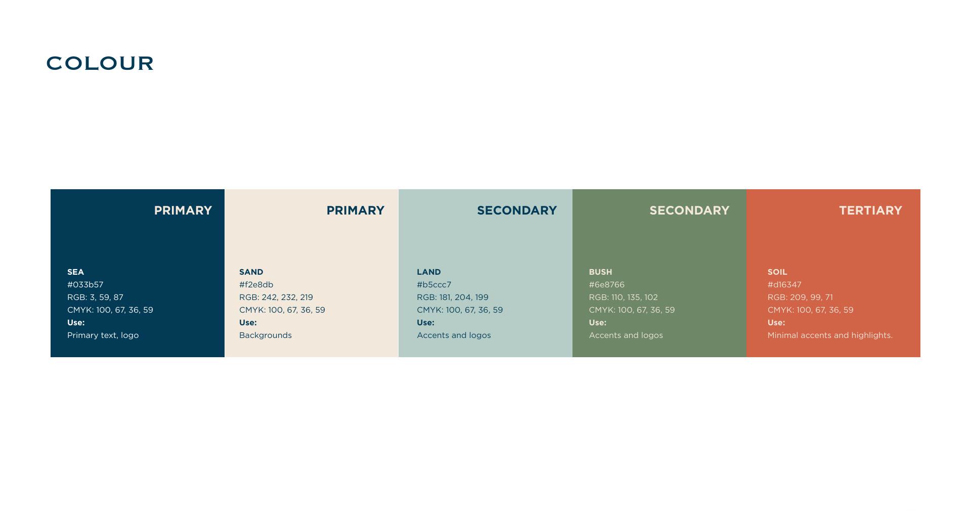 Wild Vine colour system inspired by sea, sand, land, bush and soil